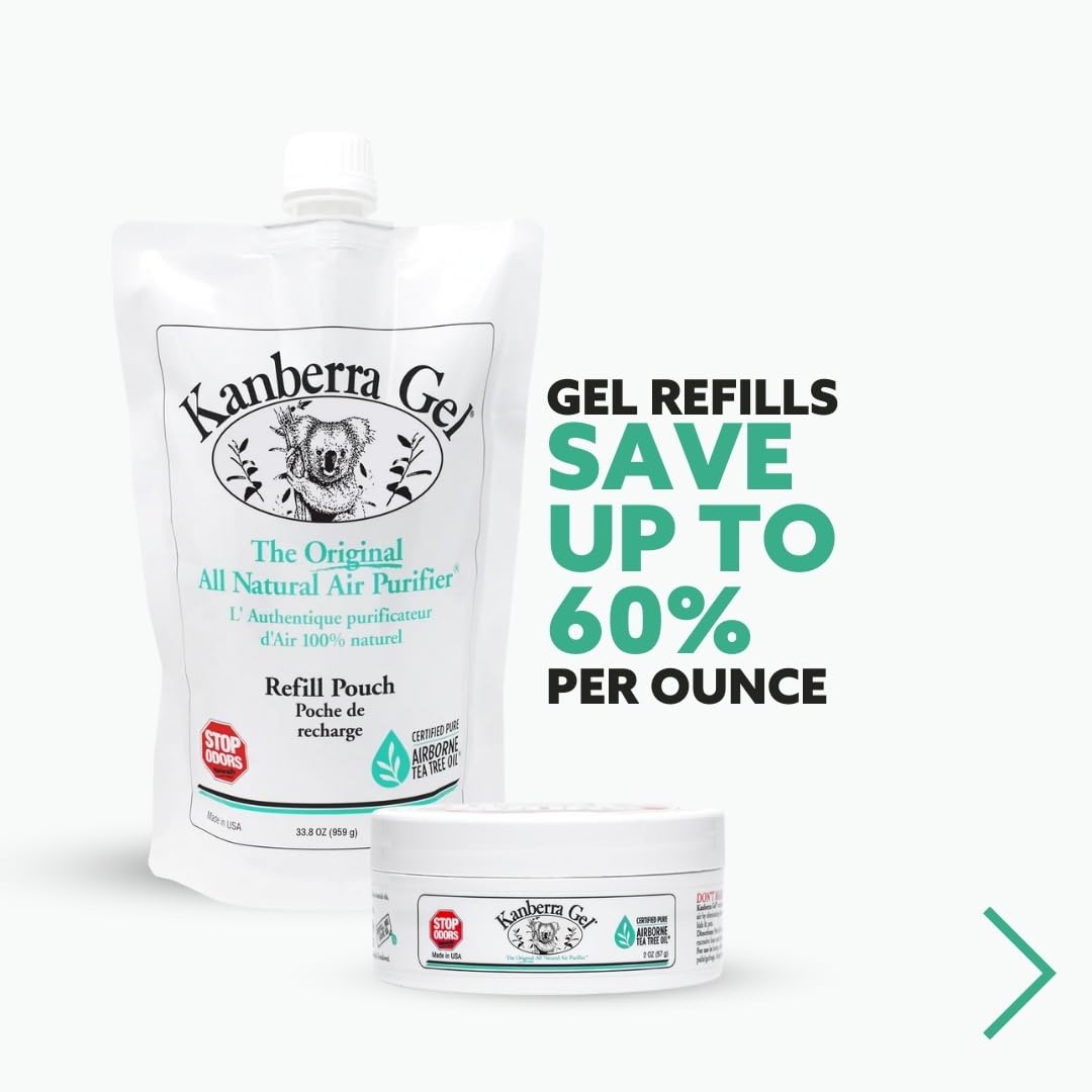 Kanberra gel jar on a shelf in a living room, providing continuous home freshness