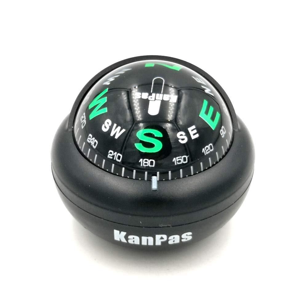 KanPas compass ball front view showing clear housing and readable marker for navigation
