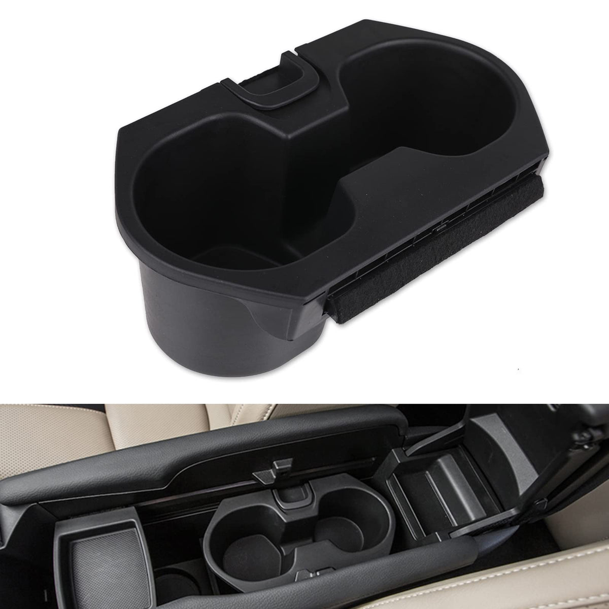KanSmart front view of cup holder insert showing clean OEM look and improved stability