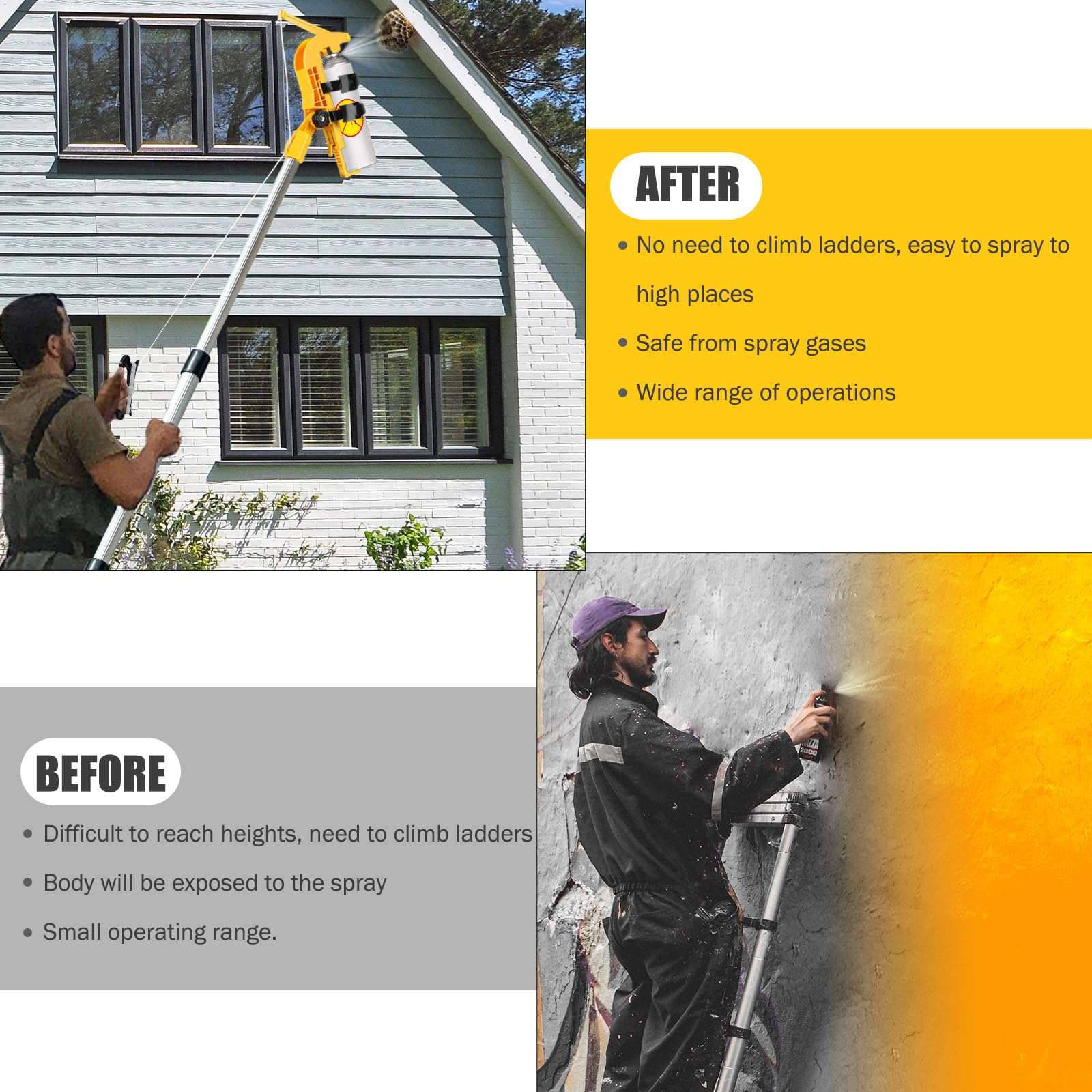 Kardeep in use spraying wasp nest under eaves for safer insect control