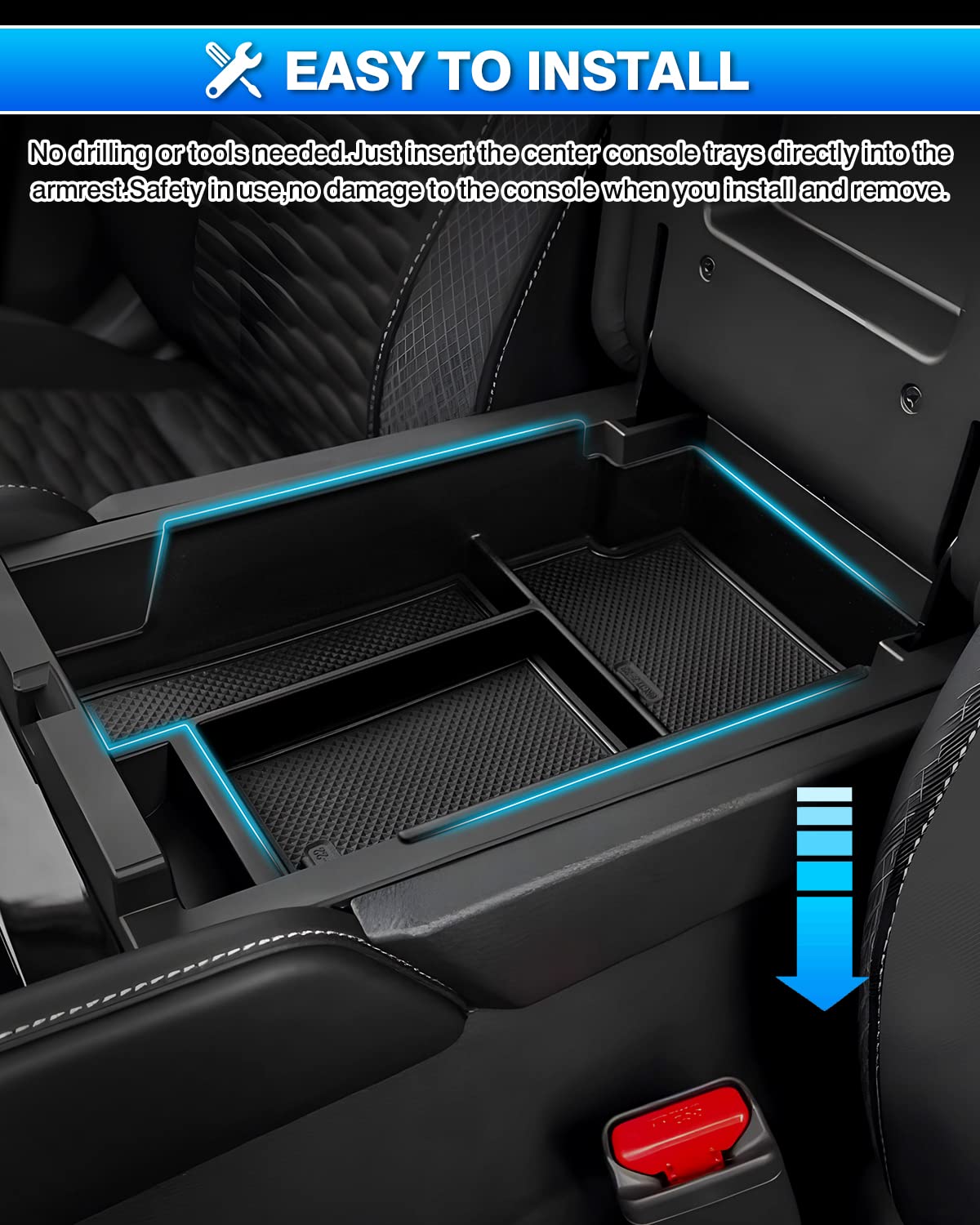 Karltys lifestyle shot in Pathfinder interior showing cleaner, usable armrest