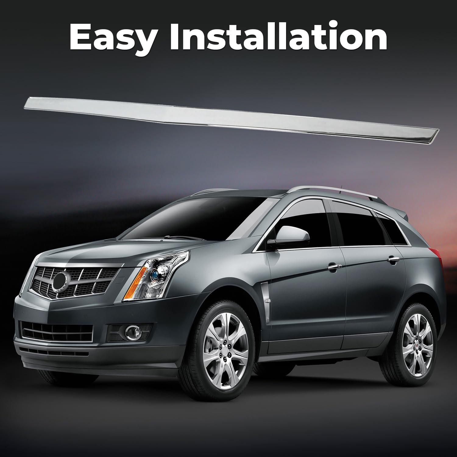 KARPAL hood molding on parked SRX illustrating upgraded exterior look