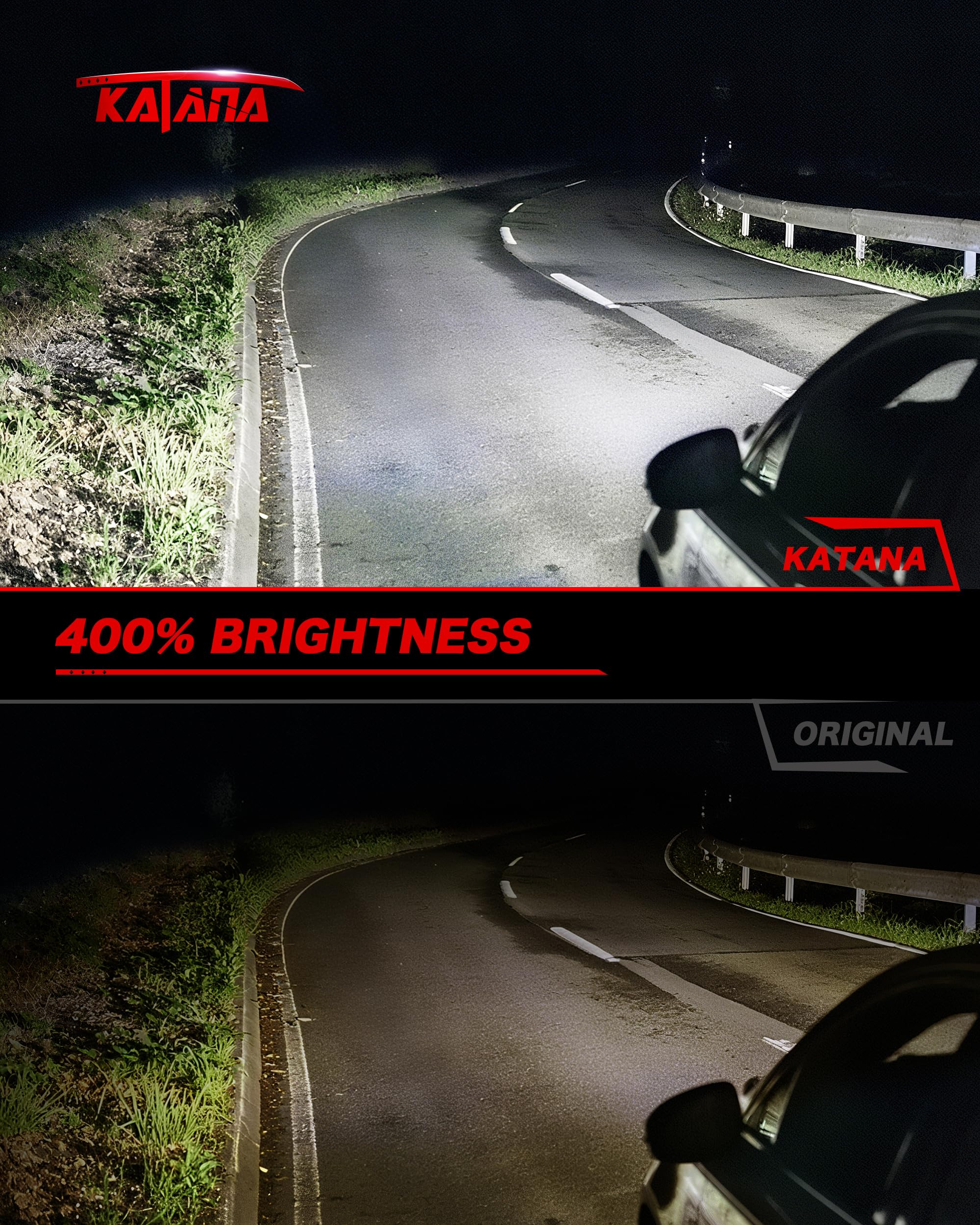 Katana close-up LED emitter showing precise beam and improved visibility