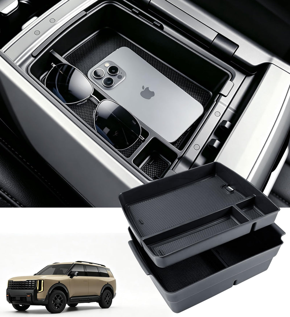 Katorn front view center console tray showing clean organized storage benefit