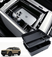 Katorn front view center console tray showing clean organized storage benefit