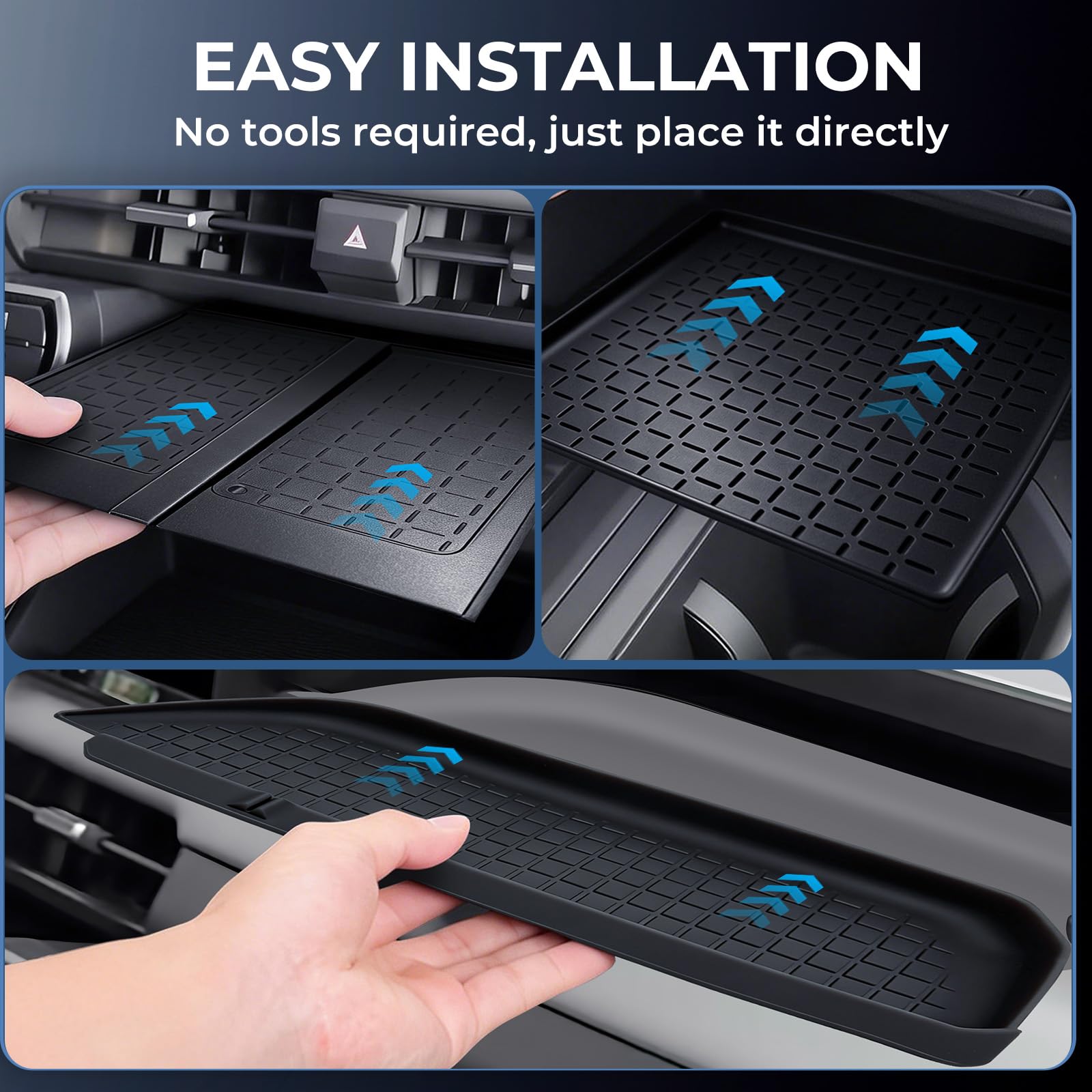 Katorn passenger storage mat detail showing custom fit and easy access benefits