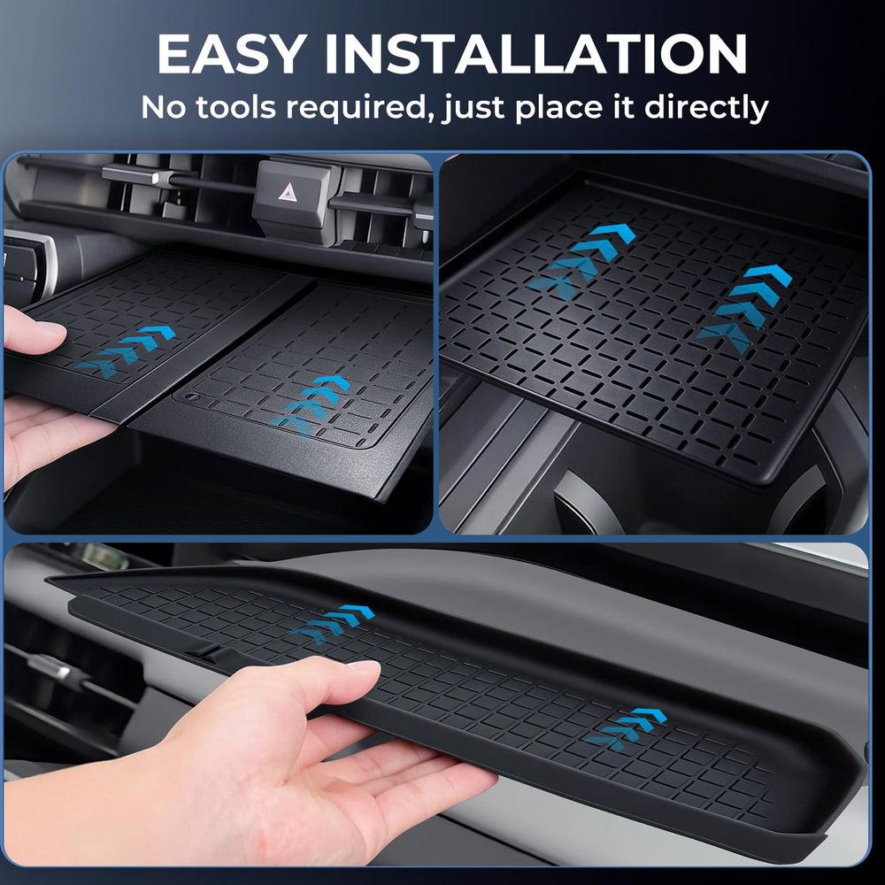 Katorn passenger storage mat detail showing custom fit and easy access benefits