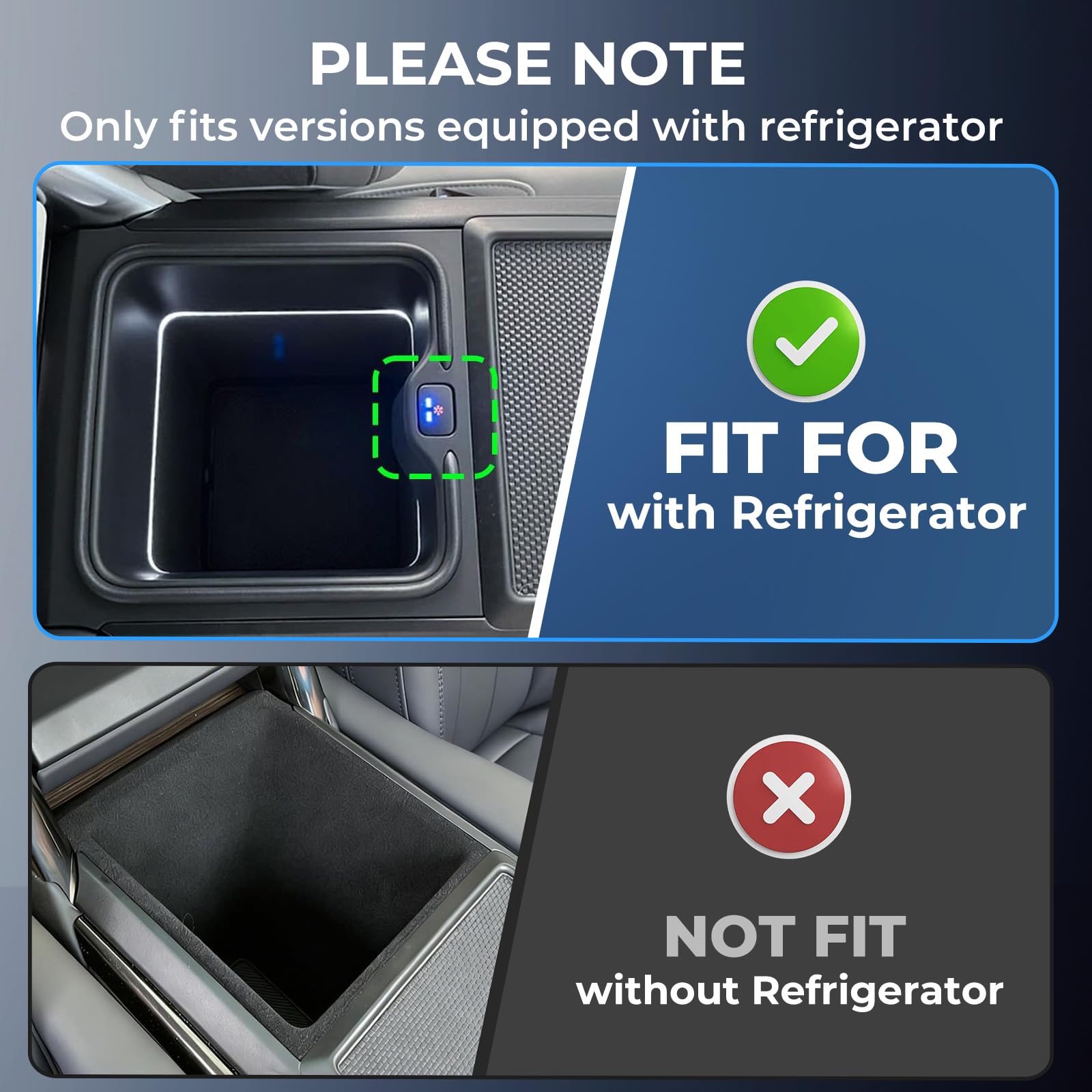 Katorn side profile demonstrating precise fit inside refrigerator console