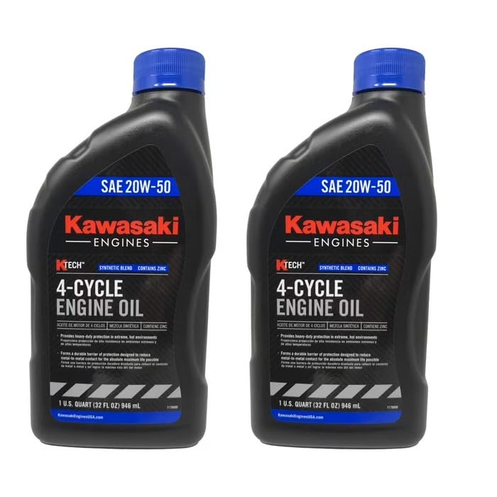 Kawasaki Engine 2 quart bottle front label showing branding and part number for easy identification and authenticity