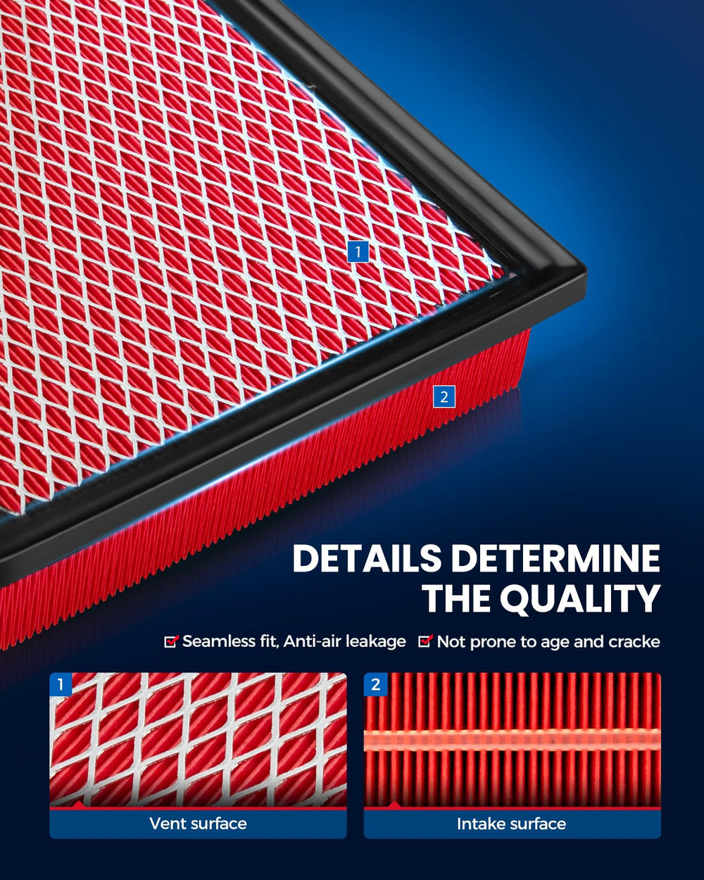 KAX embossed paper and cotton gauze layers highlighting dust capacity benefit