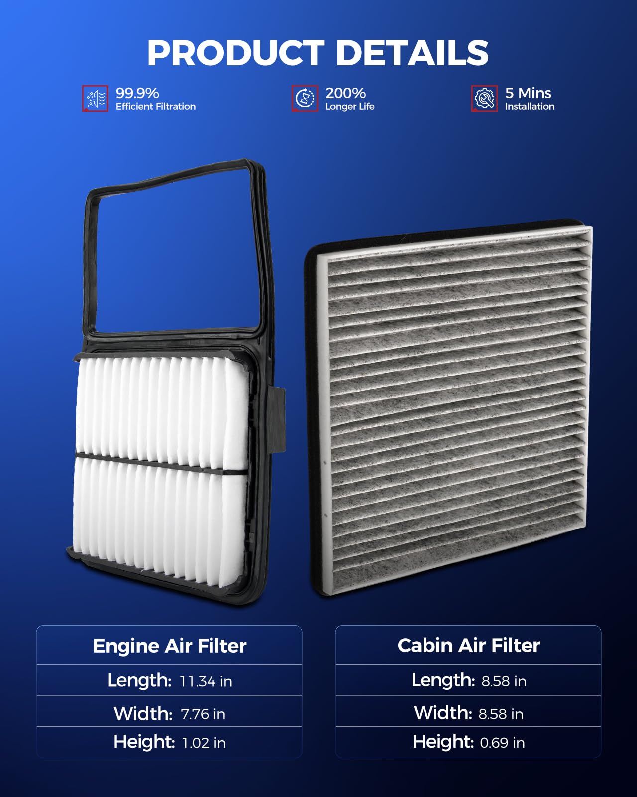 KAX cabin filter charcoal layer detail demonstrating odor adsorption for fresher cabin air