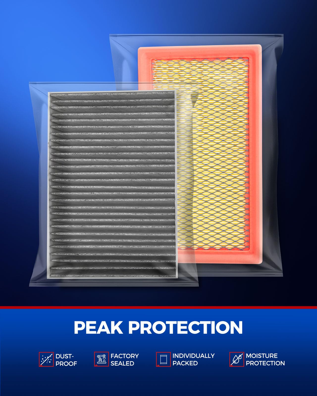 KAX cabin filter charcoal media closeup showing odor reduction effectiveness