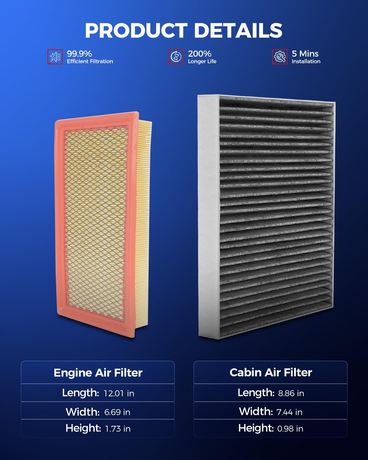KAX cabin filter front view highlighting cabin air improvement and fit