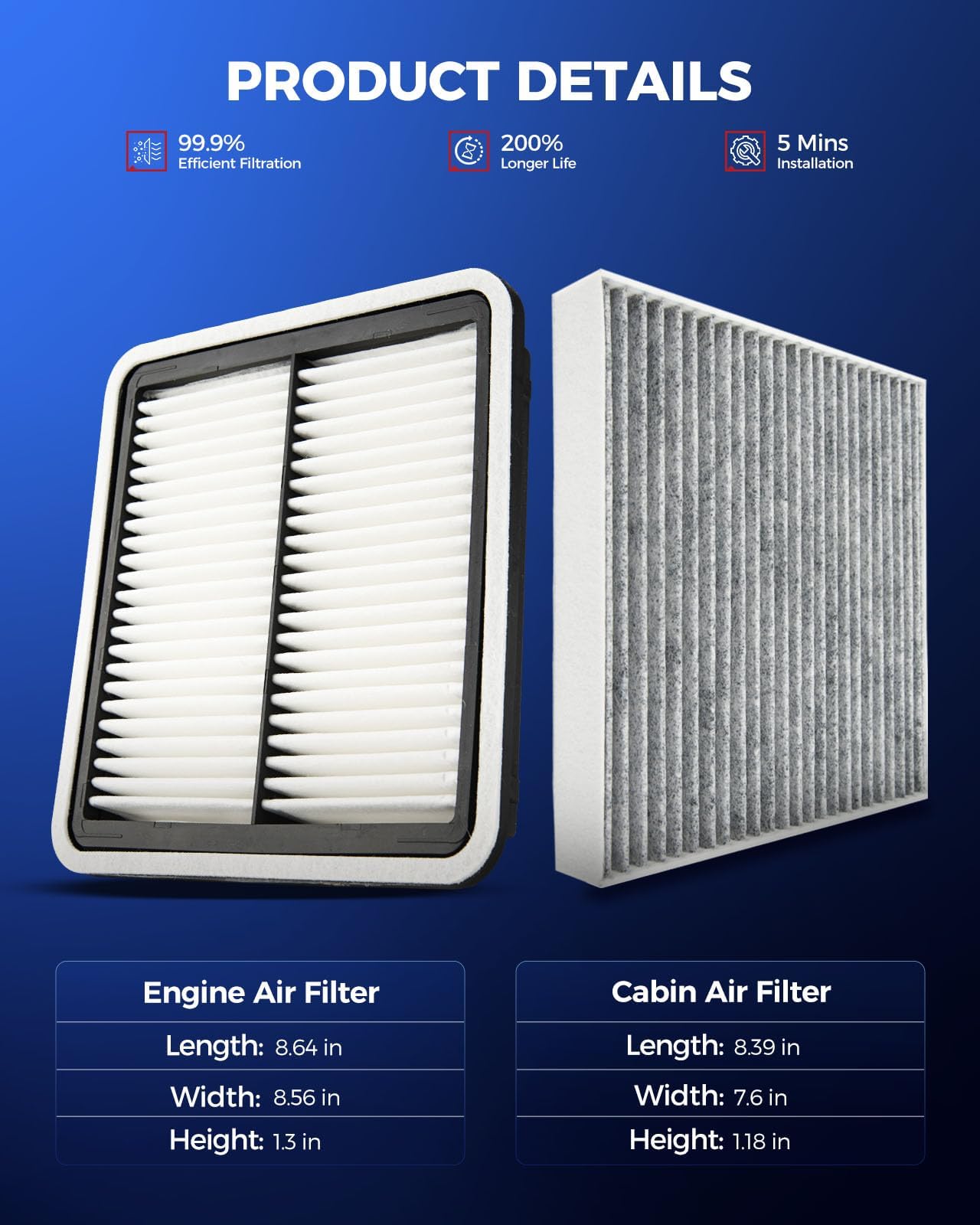 KAX engine filter pleat detail close-up showing improved airflow protection