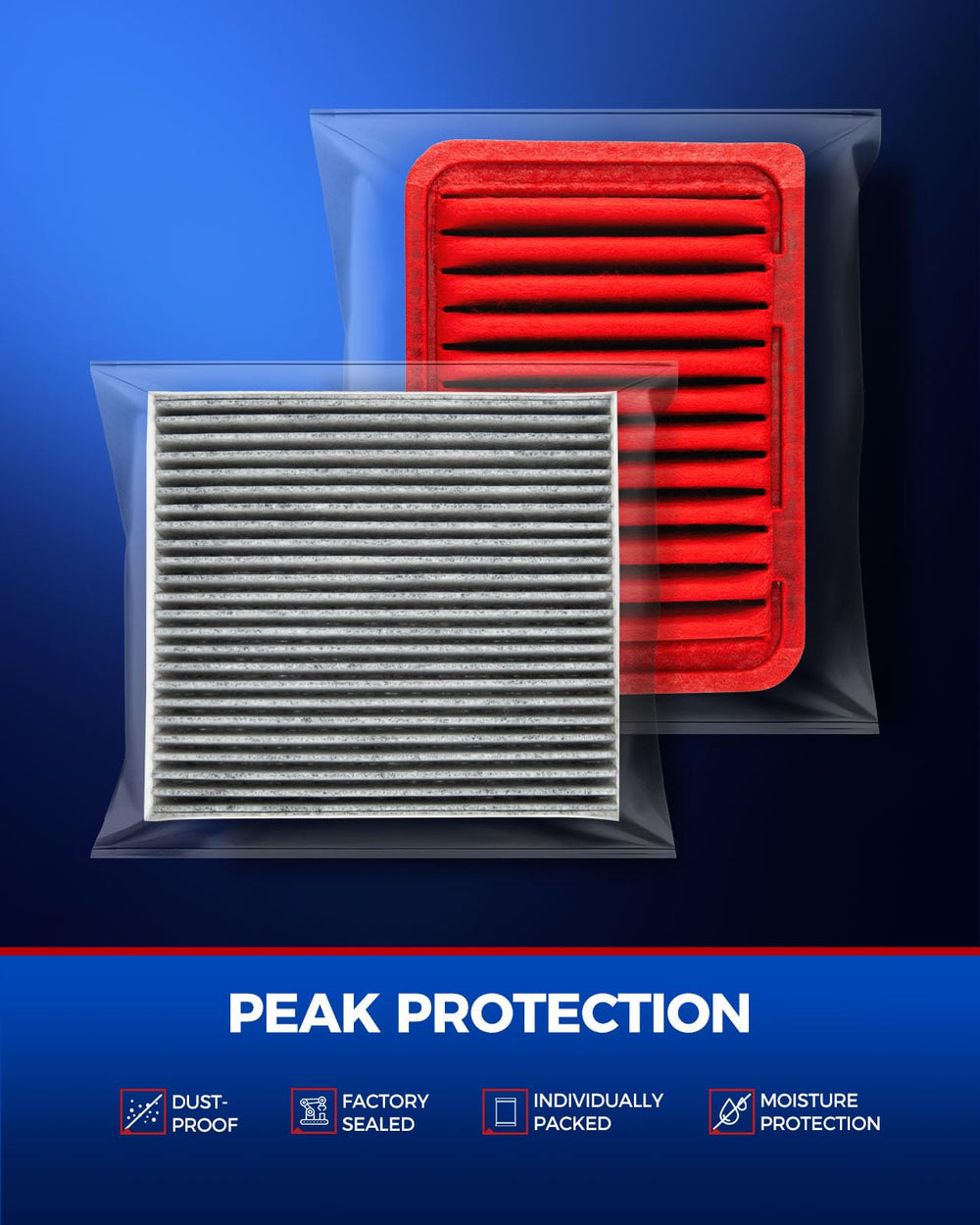 KAX filters positioned in vehicle engine bay illustrating correct engine installation