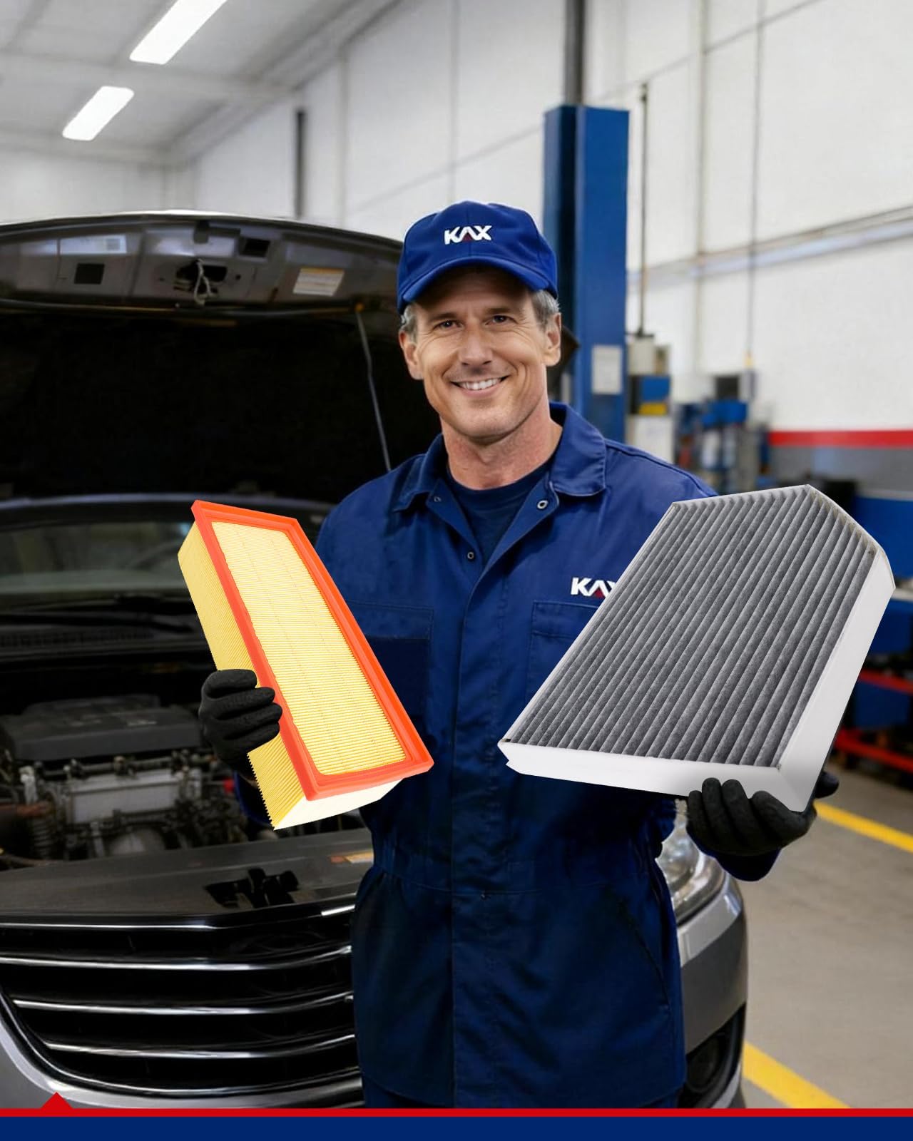 KAX engine and cabin filters side-by-side showing kit completeness and convenience