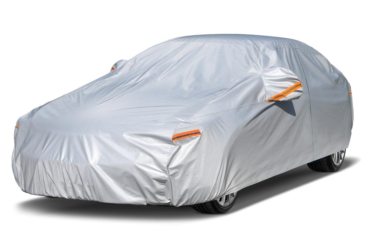 kayme front profile cover fitted on sedan showing precise fit and paint protection