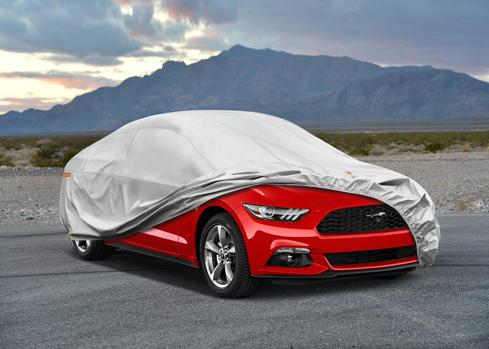 kayme cover on Mustang parked outdoors protecting from elements