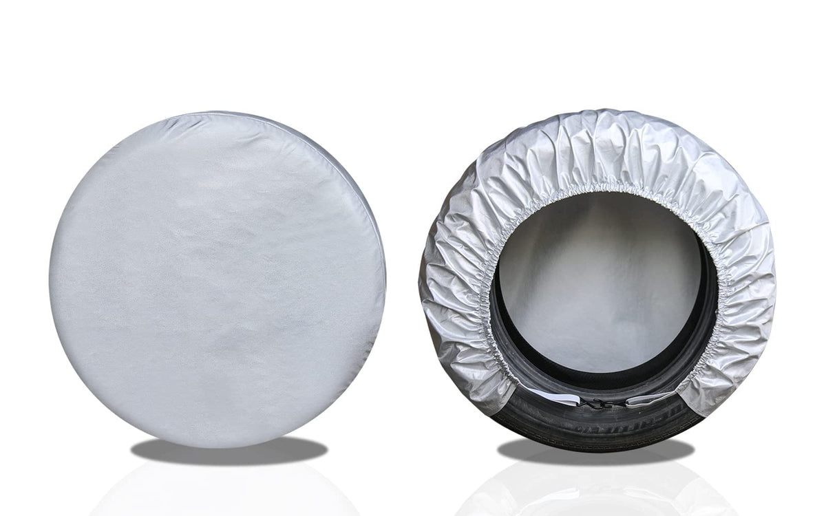 kayme front view tire cover on trailer protecting wheel from sun
