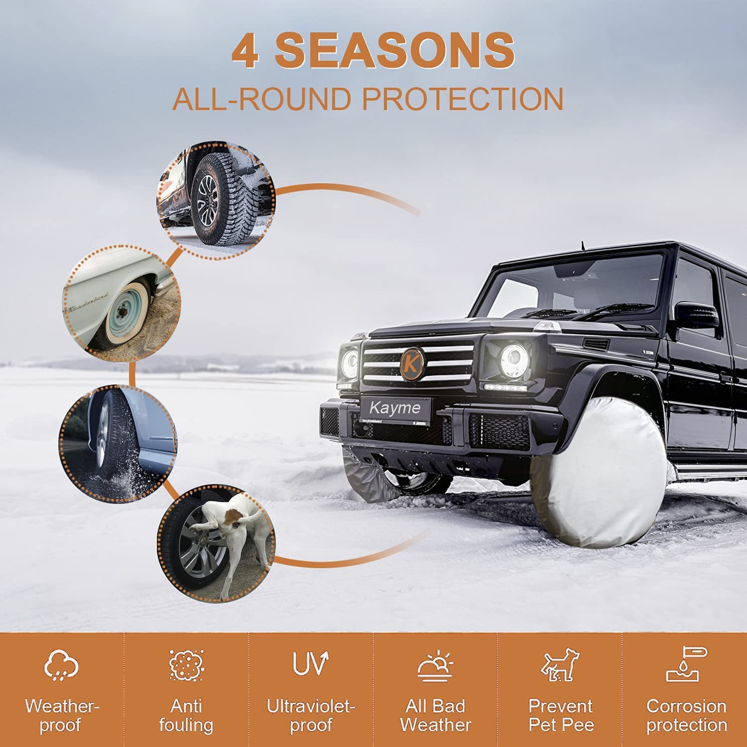 kayme installed on trailer wheel secure fit resists wind lift
