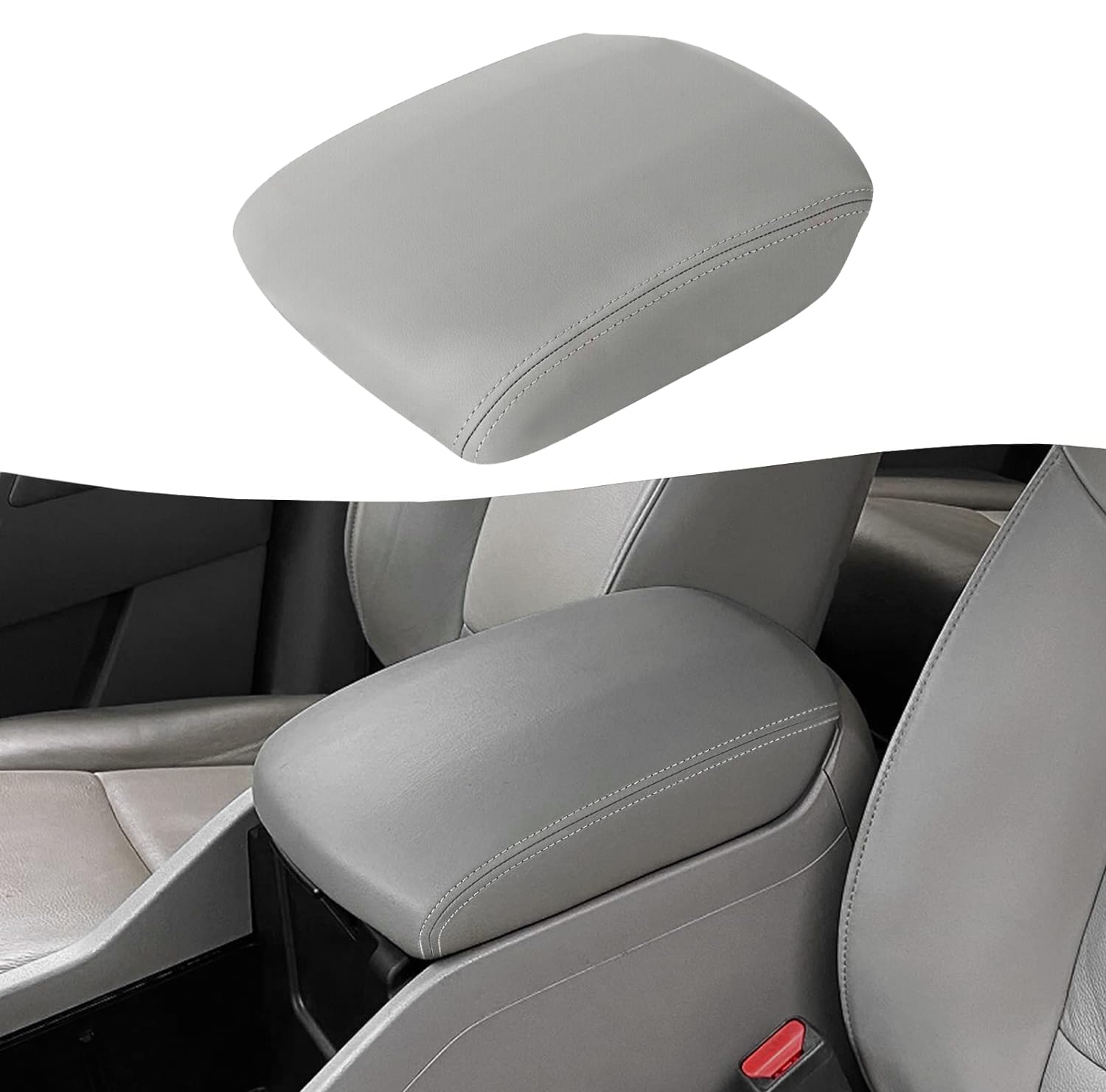 KBH front view of gray armrest cover showing exact fit and clean look