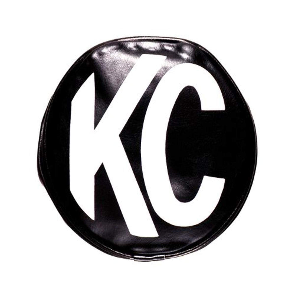 KC 6-inch black vinyl cover front view showing logo and lens protection