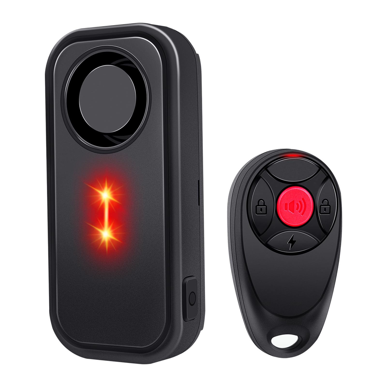 KCMYTONER front unit showing compact alarm design and visible deterrent light