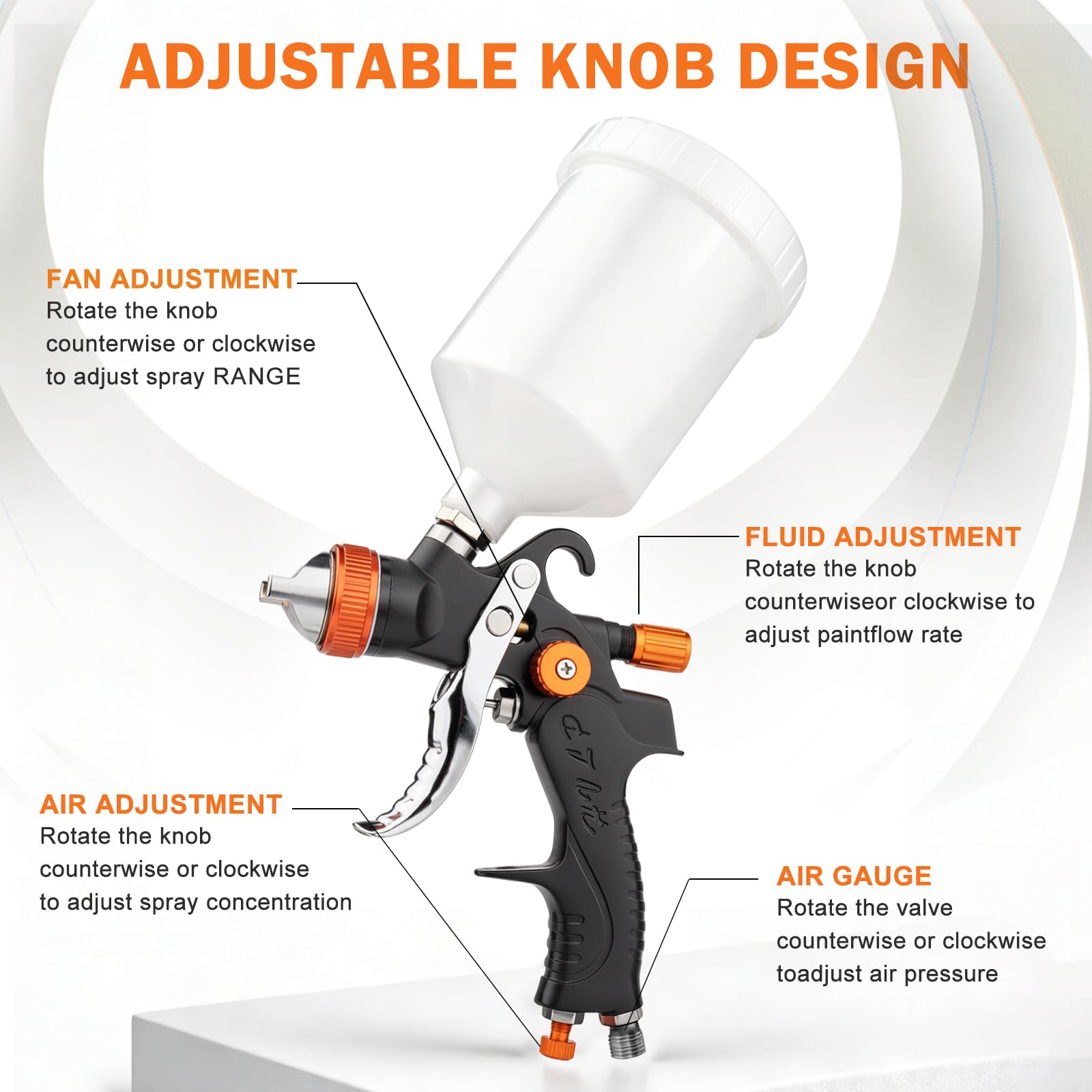 KCNKCN close-up of 1.4, 1.7, 2.0mm nozzles and needles for quick nozzle swaps