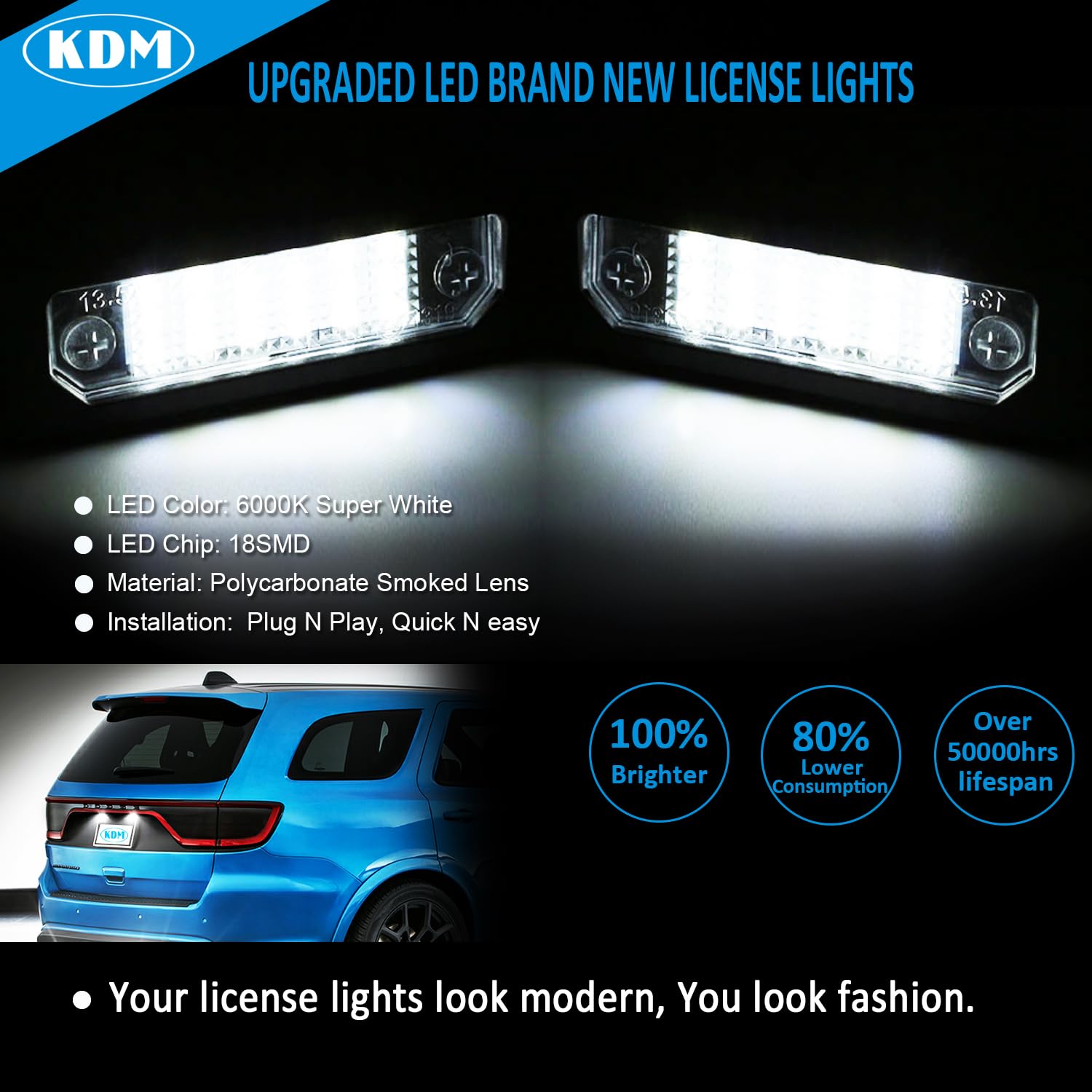 KDM LED array close-up showing 18 2835 SMDs for brighter, uniform illumination