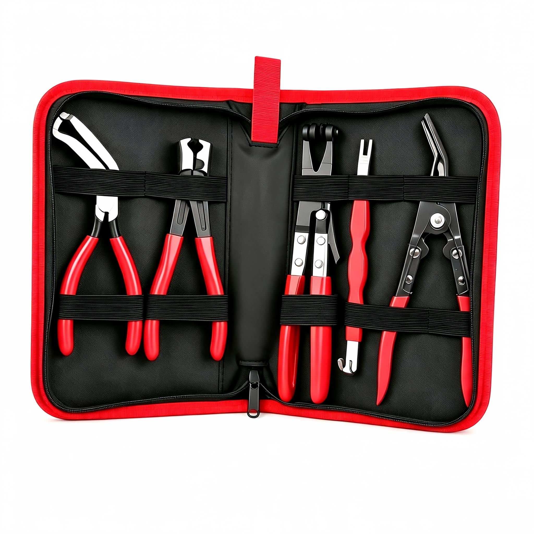 KEAIKE leather case with five disconnect pliers for organized transport