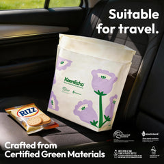 KeenEcho expanded bag in car upright to contain trash and spills effectively