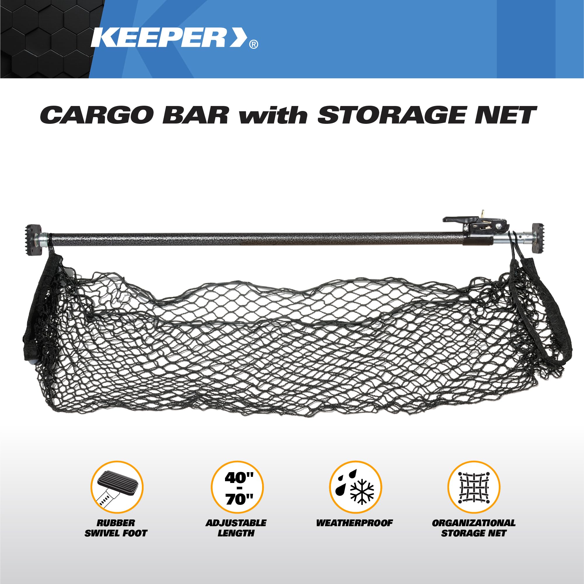 KEEPER ratcheting handle detail illustrating easy tensioning and secure lock