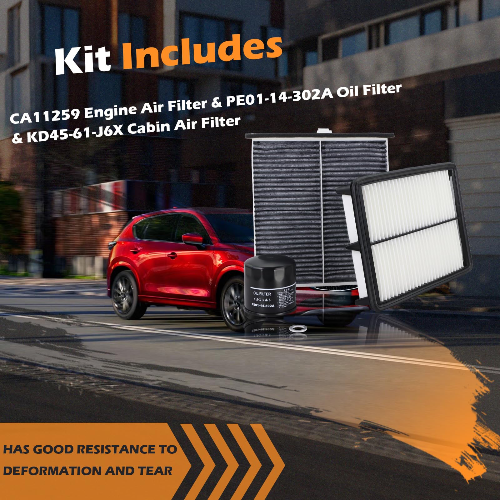Kefly filter kit next to ruler showing compact size for straightforward fitment