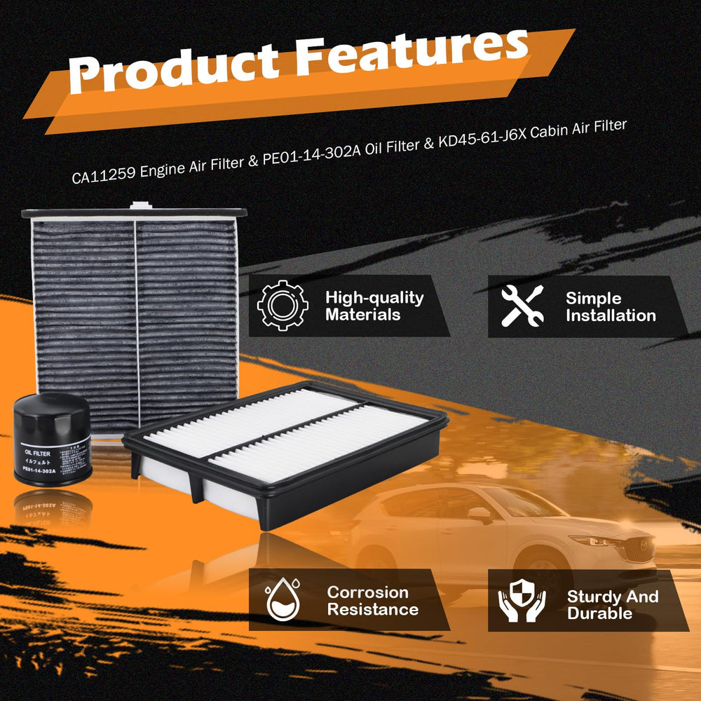 Kefly engine air filter installed in Mazda intake improving filtration and performance