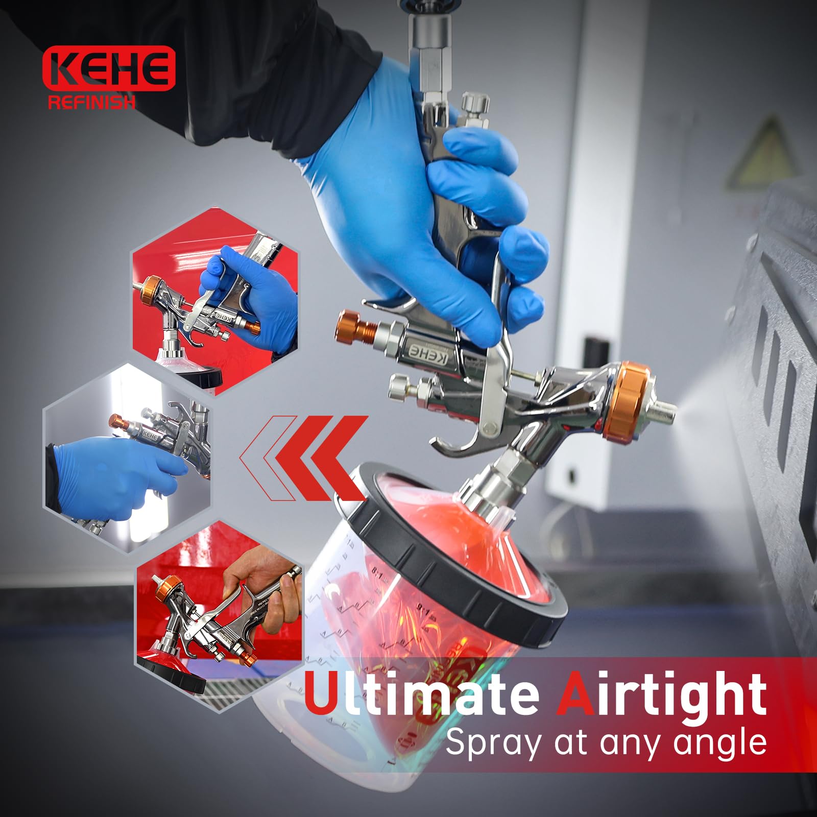 KEHE REFINISH mixing sticks and wash bottle shown for quick blending and cleanup