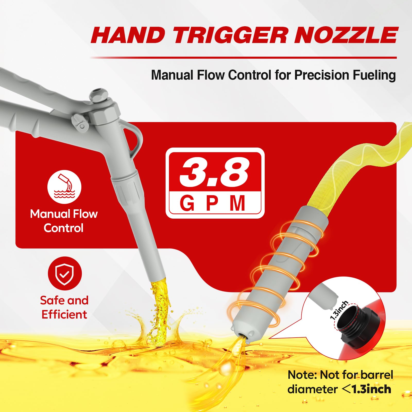 keimi hand trigger nozzle close-up with squeeze control for precise stops