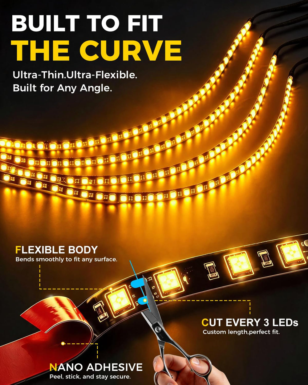 Keiurot two strips connected to 48-inch run for extended lighting use