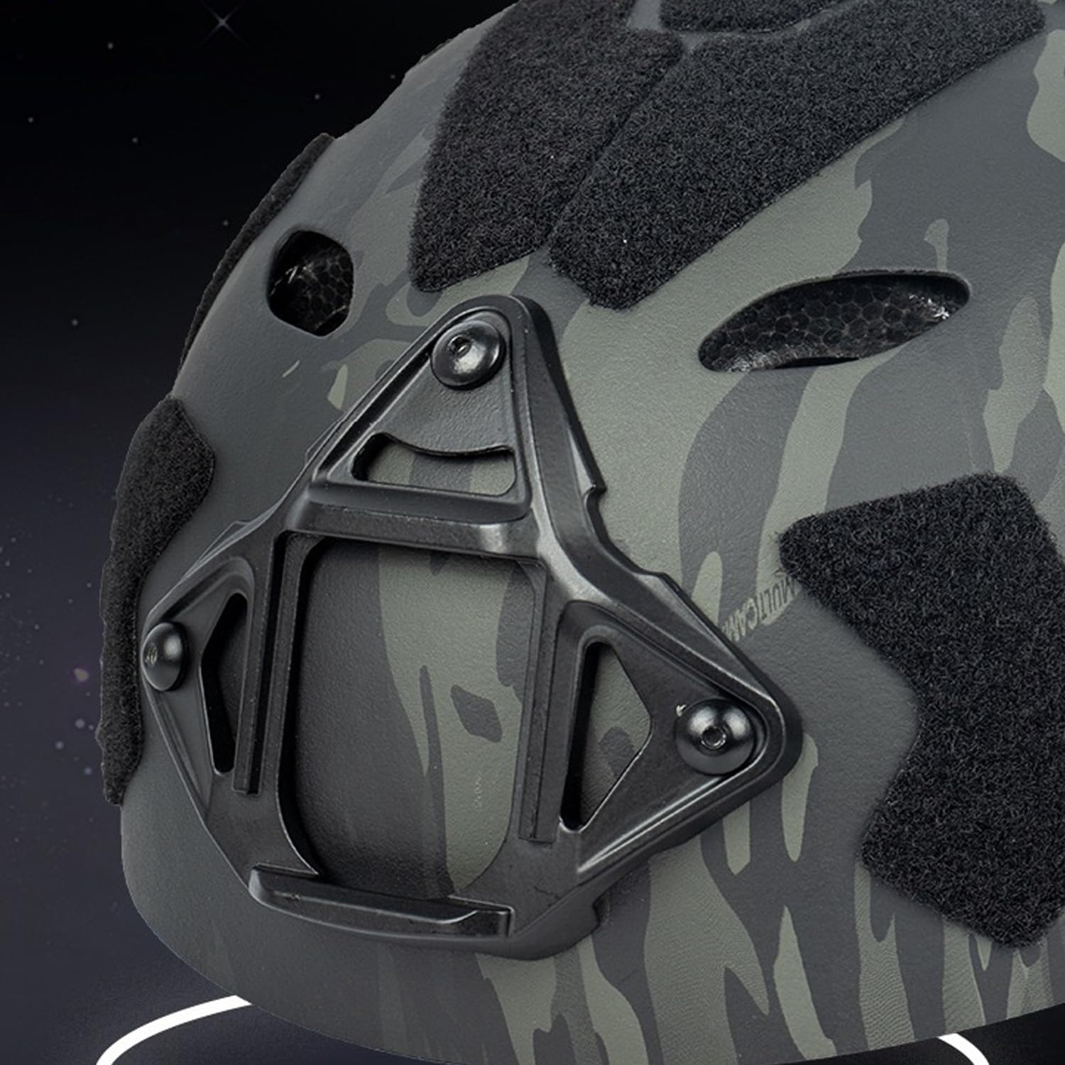 Kelikewo mounted on helmet in use demonstrating secure NVG attachment