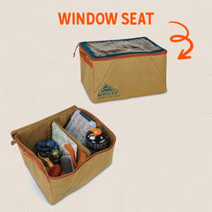 Kelty Window Seat clear top detail lets you instantly identify packed contents