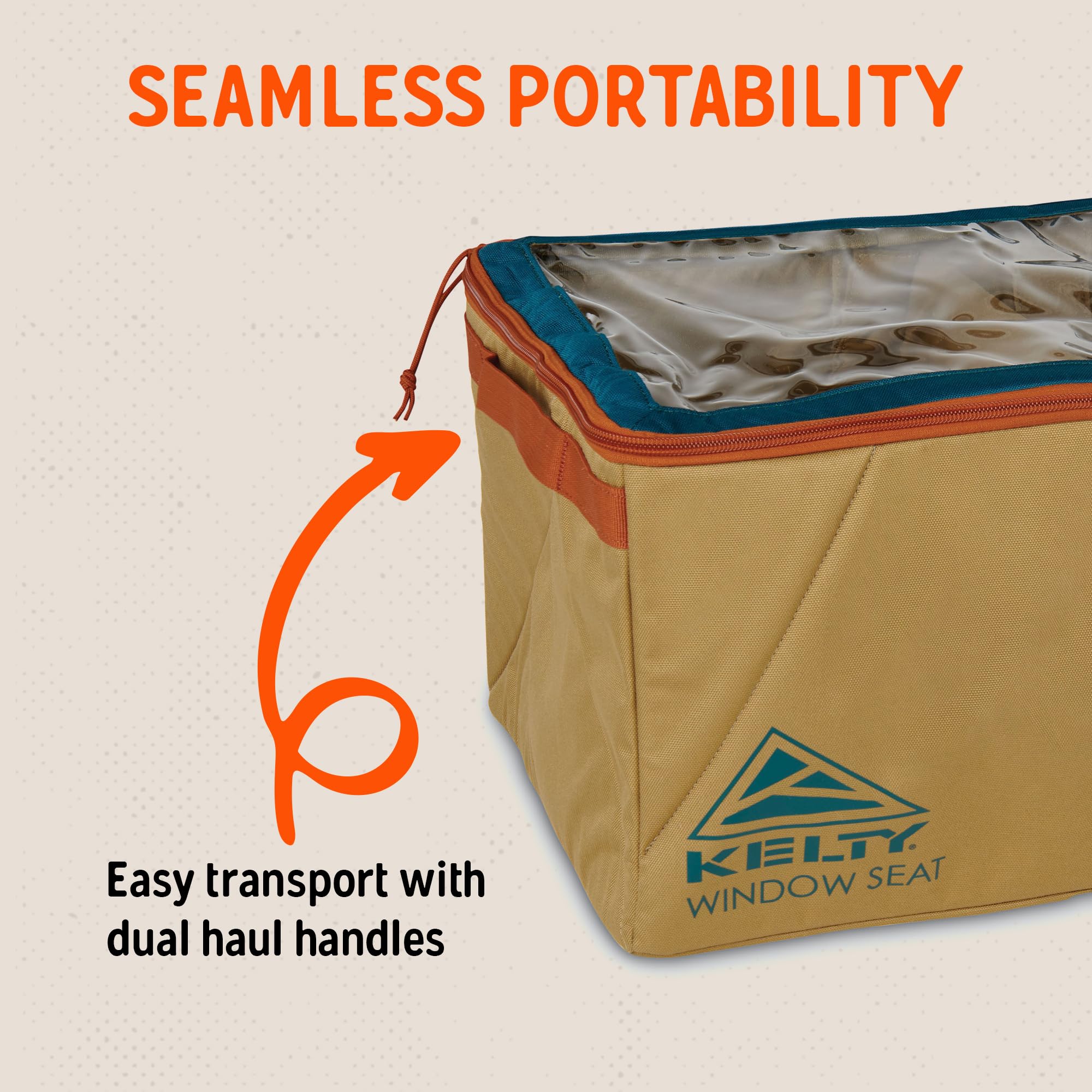Kelty Window Seat collapsed flat for storage saves space when not in use