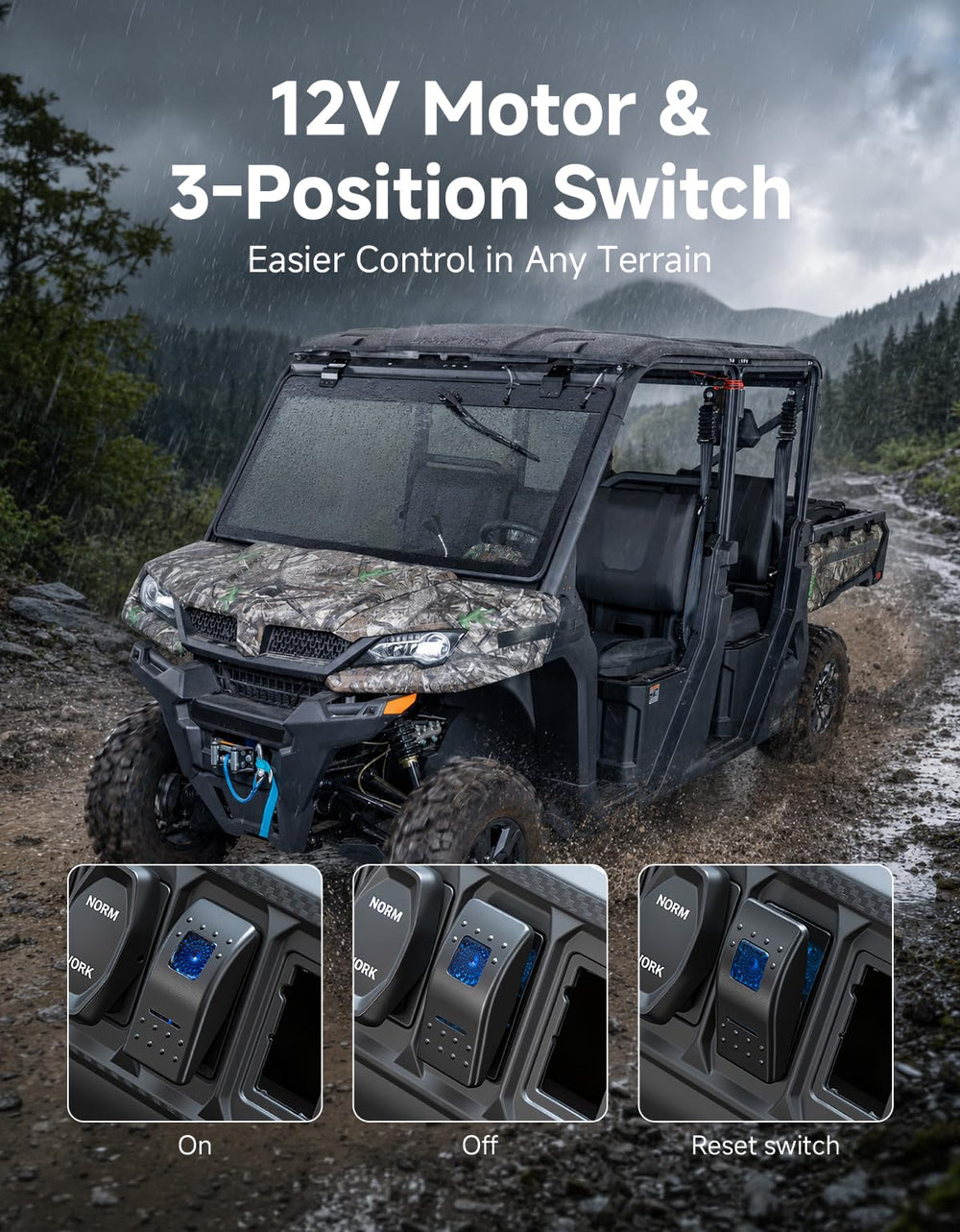 KEMIMOTO 12V wiper motor detail highlighting durable operation benefit