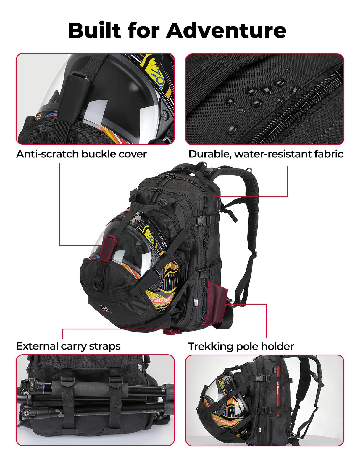 KEMIMOTO padded back panel and straps provide ergonomic weight transfer