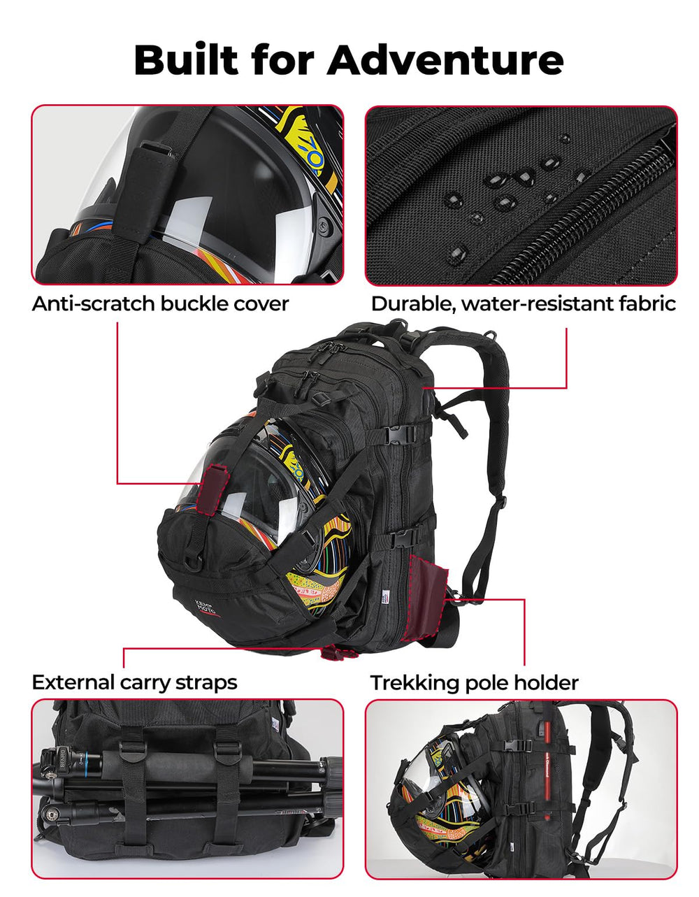 KEMIMOTO padded back panel and straps provide ergonomic weight transfer