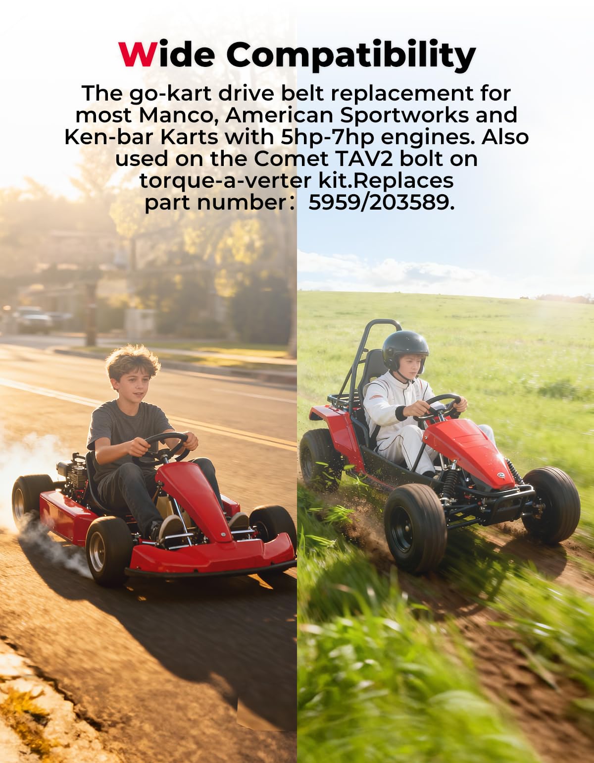 KEMIMOTO belt on off-road go-kart in action illustrating rugged performance and reliability