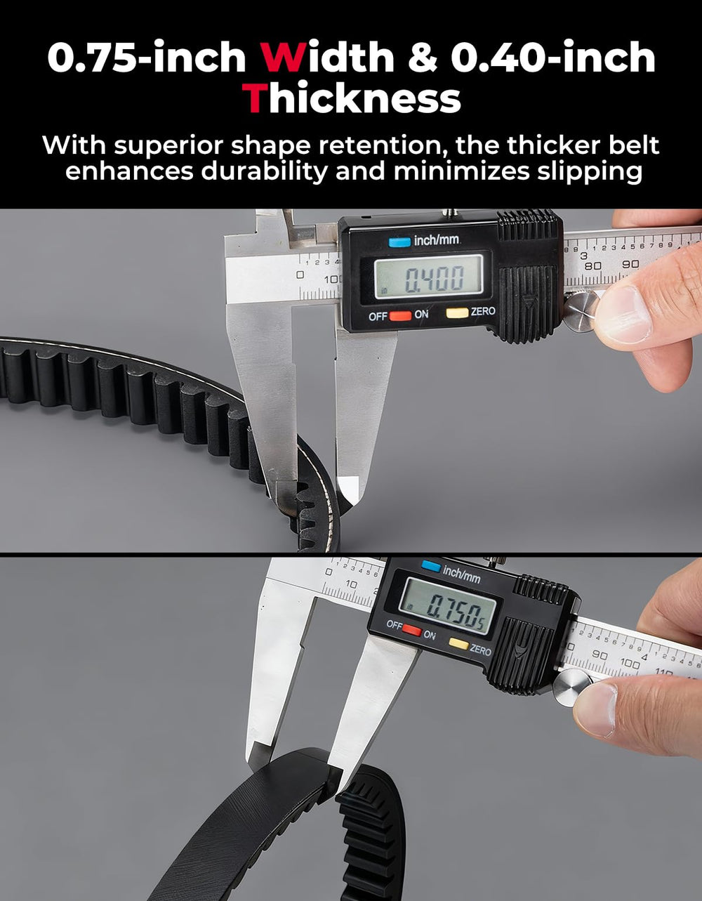 KEMIMOTO belt beside ruler for scale showing accurate sizing and quick verification