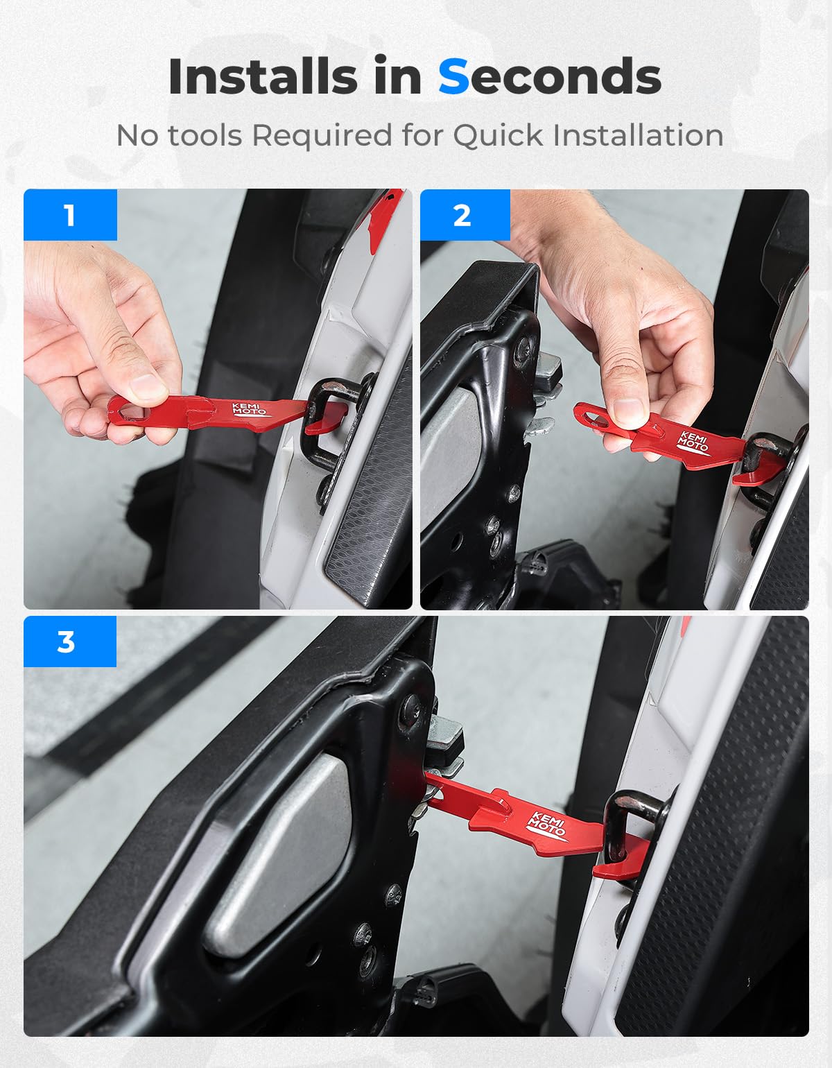 KEMIMOTO latch used as bottle opener showing convenience after rides benefit