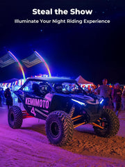 KEMIMOTO close-up of spiral LED pattern highlighting vibrant 360° illumination