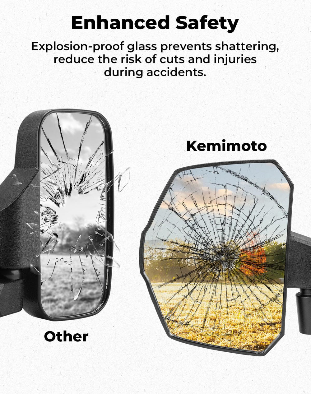 KEMIMOTO door clearance demo showing potential door-to-mirror contact