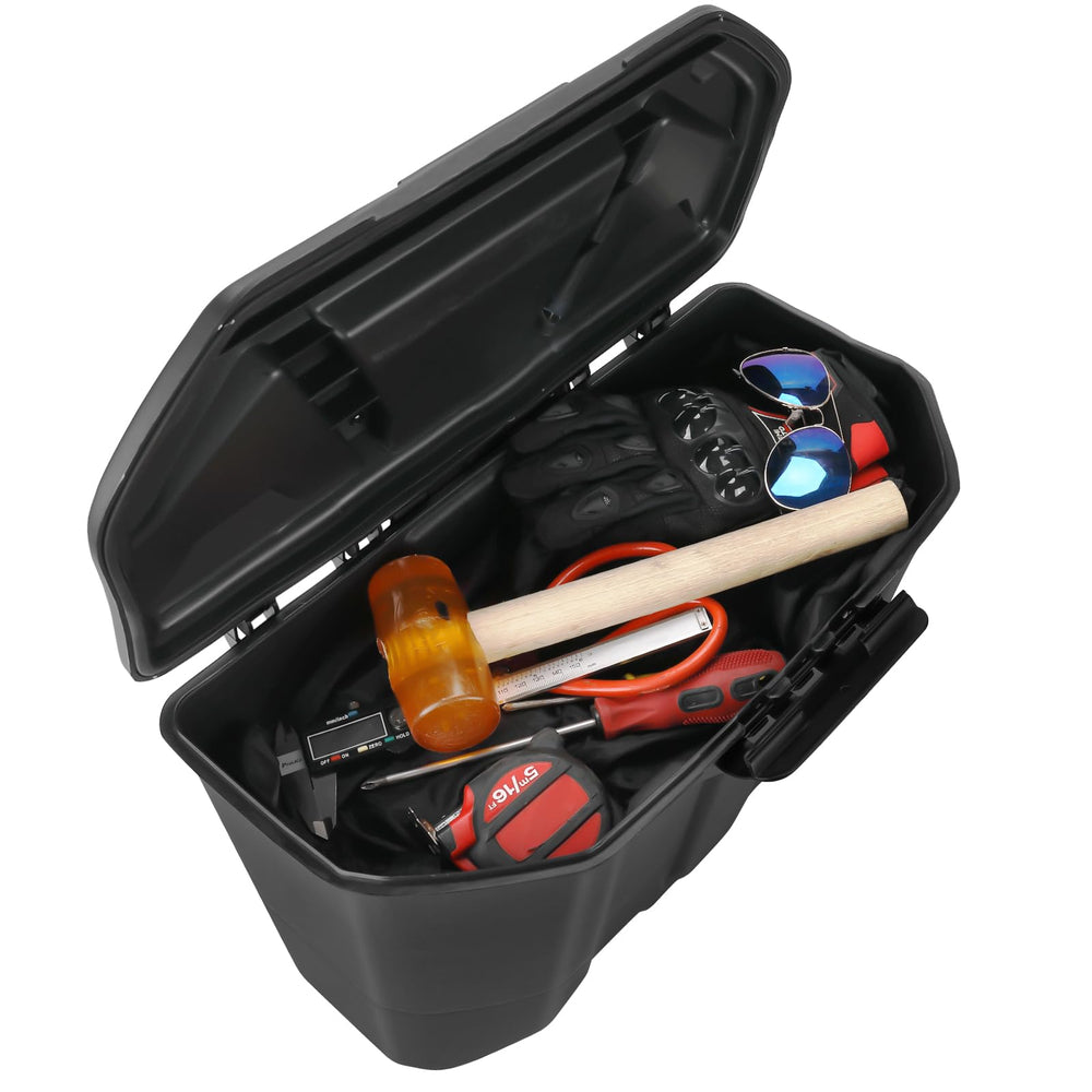 KEMIMOTO front view underseat bin showing tidy storage benefit