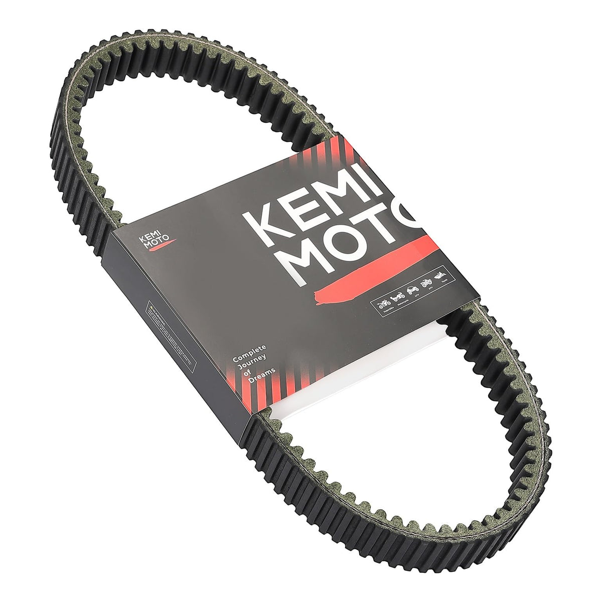 KEMIMOTO drive belt front packaging showing fitment and benefits